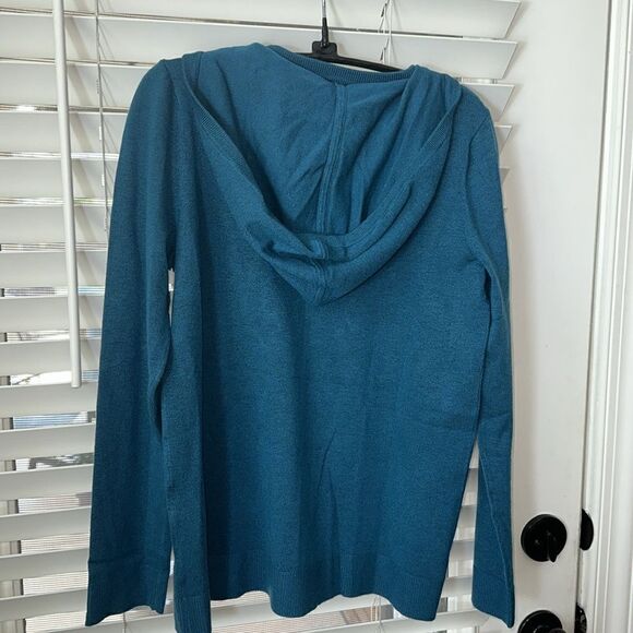 Chico’s Zenergy Cashmere Hooded Sweater teal - Picture 7 of 11